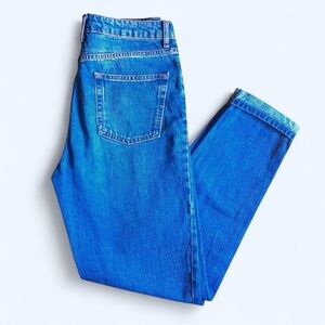 Topshop MOTO Blue Denim High Waisted Rise Straight Mom Jeans